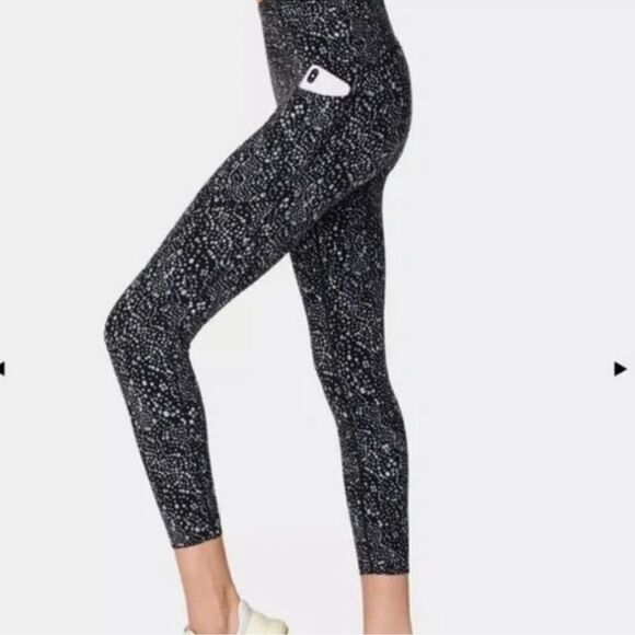 Sweaty Betty Power High Waist ⅞ Workout Leggings in Blue Celestial Dot Print - Picture 3 of 13